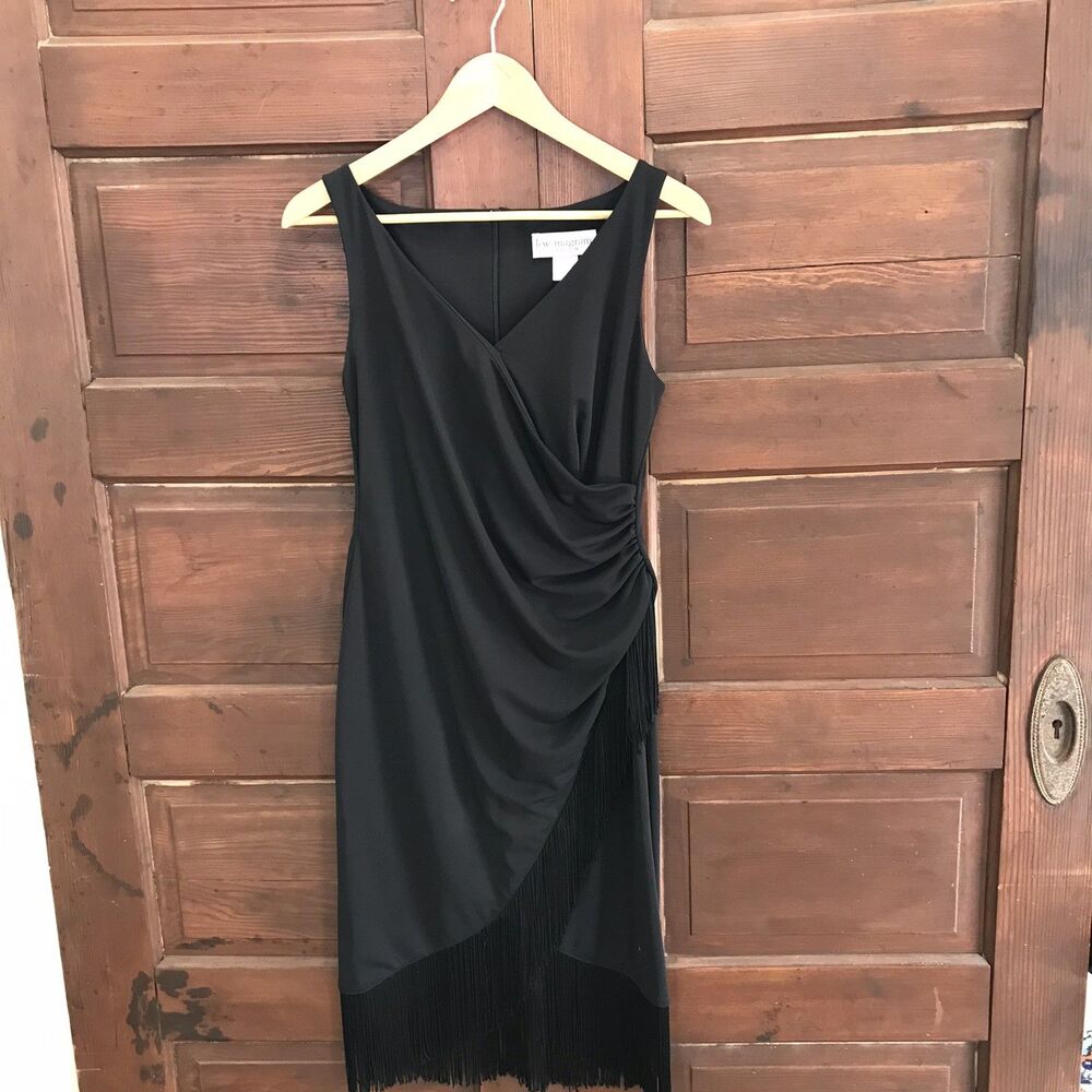 Lew Magram Little Black Fringe Flapper Dress Size 4